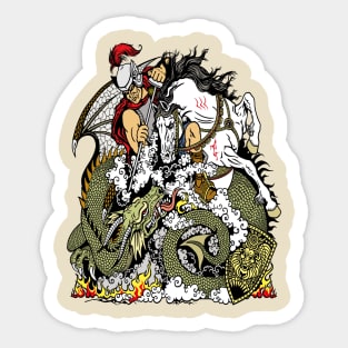 Knight fighting a dragon Sticker